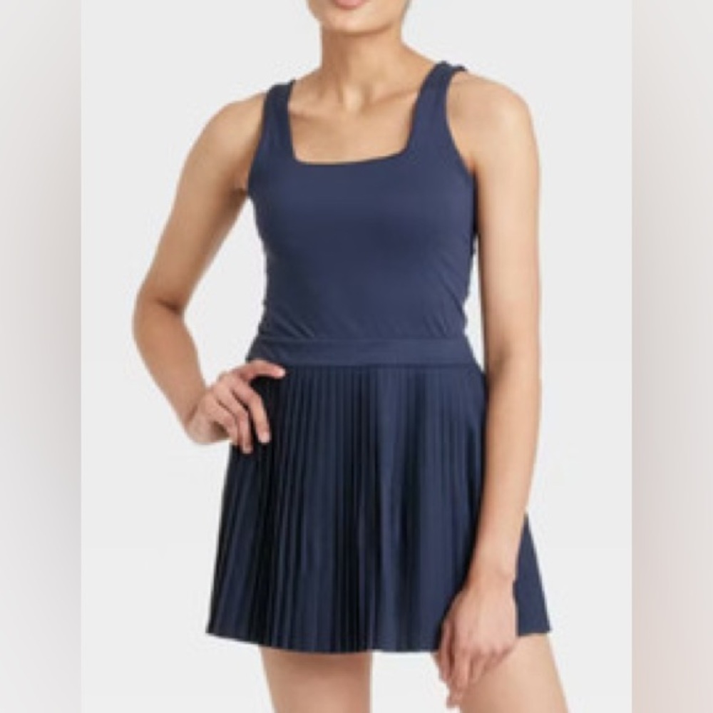 All In Motion Active Pleated Dress in Navy Blue